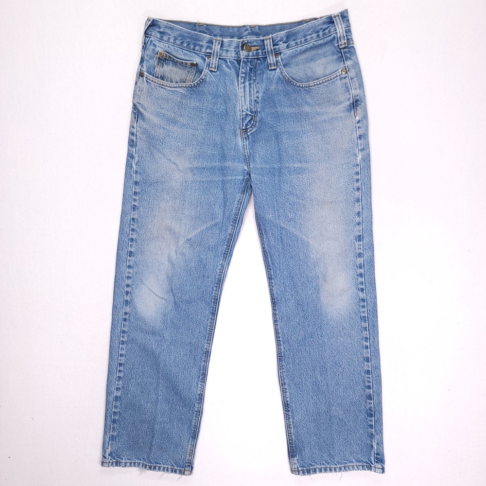 Carhartt B460 DPS Relaxed Fit Light Wash Denim Jeans Mens 34x29 Blue Workwear